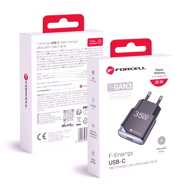 [1517] FORCELL Cargador F-Energy Ultra Slim GaN III USB C PD QC4.0 3A 35W